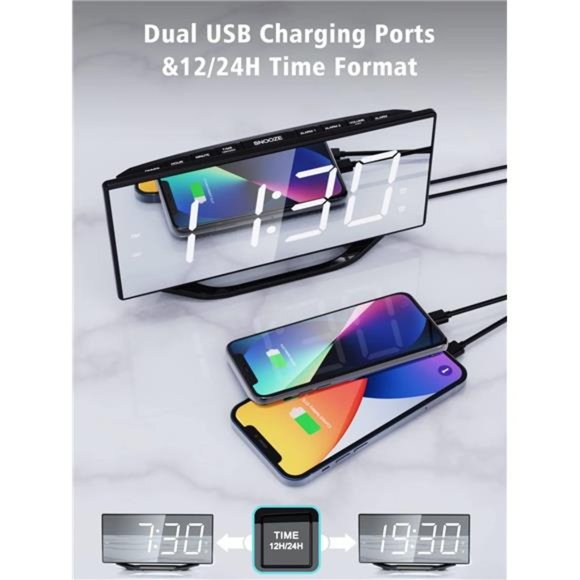 8.7 Large Display Dual Alarm Clock Bedroom with Battery Backup LED Digital Clock - Picture 6 of 6